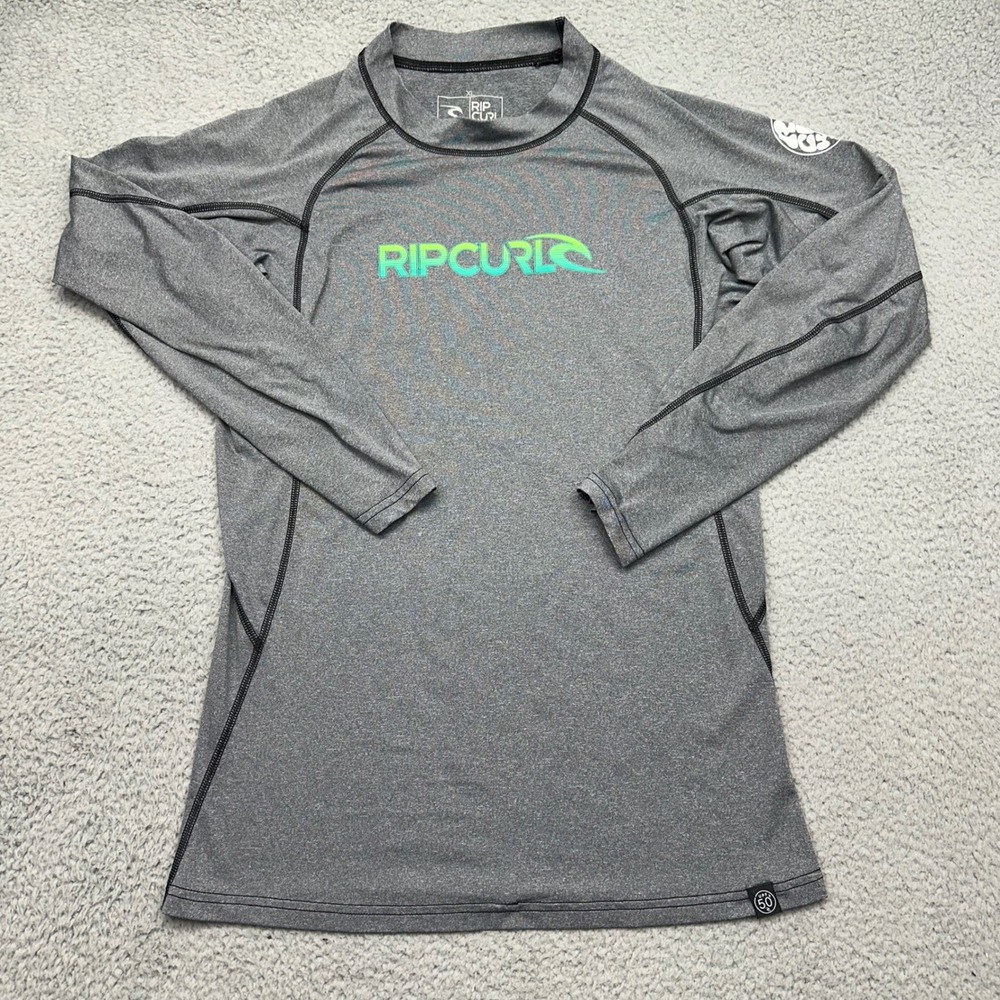 Rip Curl Mens XL Gray Long Sleeve Rash Guard UPF 50+ Sun Shirt Surfing Swimwear
